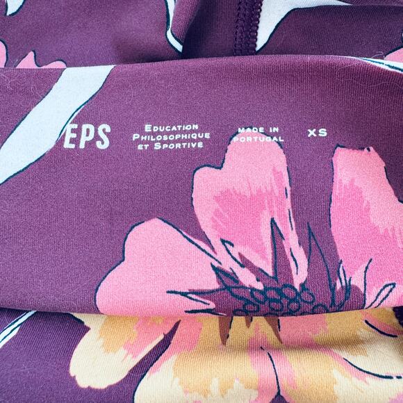 Sezane EPS Women Surya Floral Leggings Size XS 7/8 Active Stretch Dark Red - Picture 6 of 8